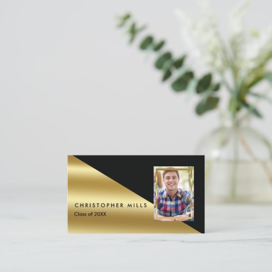 黒金ゴールド卒業写真カードの挿入 コーリングカード (スタンド正面)