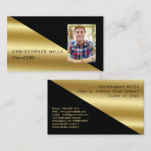 黒金ゴールド卒業写真カードの挿入 コーリングカード (正面/裏面)