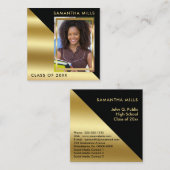 黒金ゴールド卒業写真カードの挿入 コーリングカード (正面/裏面)