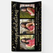 黒金ゴールド卒業3フォトスクリプトモダンハート 横断幕 (縦)