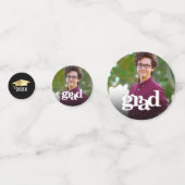 黒金ゴールド卒業3枚フォトはっきりしたタイポグラフィ コンフェッティ (裏面)