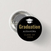 黒金ゴールド卒業 缶バッジ (正面&裏面)