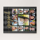 黒金ゴールド卒業K-12フォトコラージスクリプト ジグソーパズル (横)