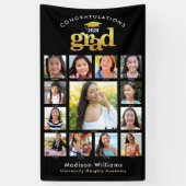 黒金ゴールド卒業K-12フォトコラージュモダン 横断幕 (縦)