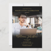 黒金ゴールド台本大学院写真卒業パーティー 招待状 (裏面)