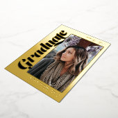 黒金ゴールド大学院生の台本3枚の写真の卒業 箔招待状 (回転した状態)