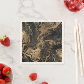 黒金ゴールド大理石かわいらし スタンダードカクテルナプキン (インサイチュ)