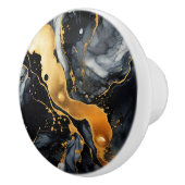 黒金ゴールド大理石アルコールインク抽象芸術 セラミックノブ (右)