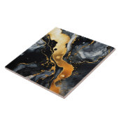 黒金ゴールド大理石アルコールインク抽象芸術 タイル (側面)