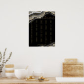 黒金ゴールド大理石アルファベット結婚ズ ポスター (キッチン)