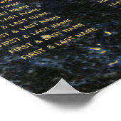 黒金ゴールド大理石アールデコ結婚のシーティングチャート ポスター (角)