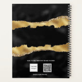 黒金ゴールド大理石名スクリプトエレガント プランナー手帳 (裏面)