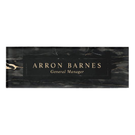 黒金ゴールド大理石男性従業員スタッフ 名札
