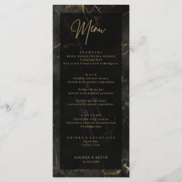 黒金ゴールド大理石結婚瑪瑙のメニューカード メニュー
