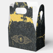 黒金ゴールド大理石3文字モノグラムアールデコ フェイバーボックス (オープン)