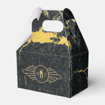 黒金ゴールド大理石3文字モノグラムアールデコ