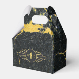 黒金ゴールド大理石3文字モノグラムアールデコ フェイバーボックス