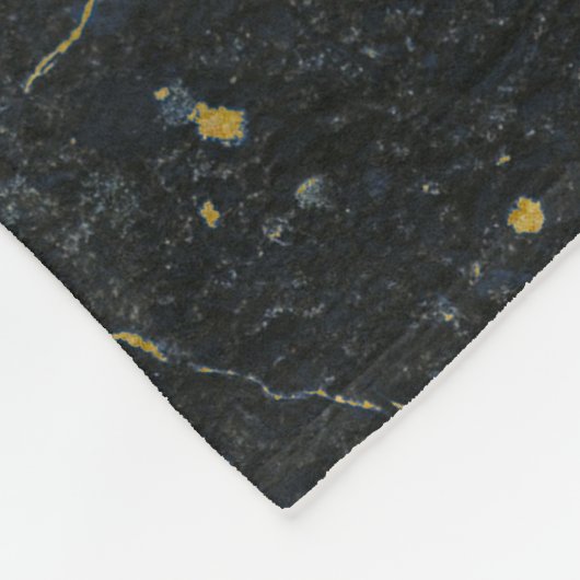 黒金ゴールド大理石3文字モノグラムアールデコ フリースブランケット (角)