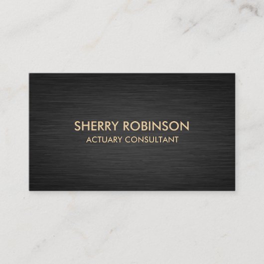 黒金ゴールド大理石 |ダークメタリックブラシ 名刺 (正面)