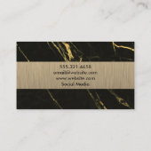 黒金ゴールド大理石 |ダークメタリックブラシ 名刺 (裏面)