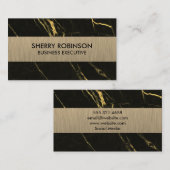 黒金ゴールド大理石 |ダークメタリックブラシ 名刺 (正面/裏面)