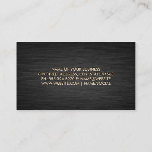 黒金ゴールド大理石 |ダークメタリックブラシ 名刺 (裏面)
