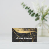 黒金ゴールド大理石 |ブラシ金ゴールド |ルクス 名刺 (スタンド正面)