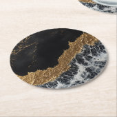 黒金ゴールド大理石 ラウンドペーパーコースター (アングル)