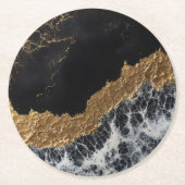 黒金ゴールド大理石 ラウンドペーパーコースター (正面)