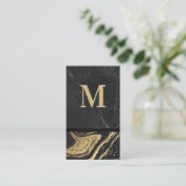 黒金ゴールド大理石 |刻印モノグラム 名刺 (スタンド正面)