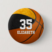 黒金ゴールド女子バスケットボールチームのジャージー番号 缶バッジ (正面)