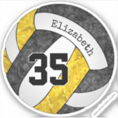 黒金ゴールド女子バレーボールwプレイヤー名番号 シール (正面)