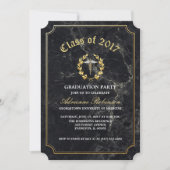 黒金ゴールド学校卒業記念パーティー 招待状 (正面)