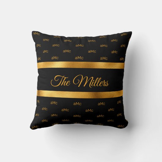 黒金ゴールド対モノグラムパタエレガントーン クッション (裏面)