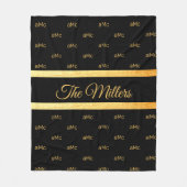 黒金ゴールド対モノグラムパタエレガントーン フリースブランケット (正面)