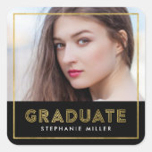 黒金ゴールド幾何学写真研究科 スクエアシール (正面)