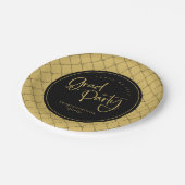 黒金ゴールド幾何学弓パターングラードパーティー ペーパープレート (アングル)