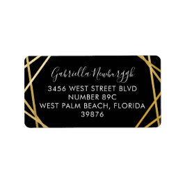 黒金ゴールド幾何学的モダンRSVPアドレス ラベル