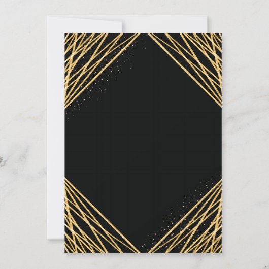黒金ゴールド幾何学的抽象芸術ライン誕生日パーティ 招待状 (裏面)