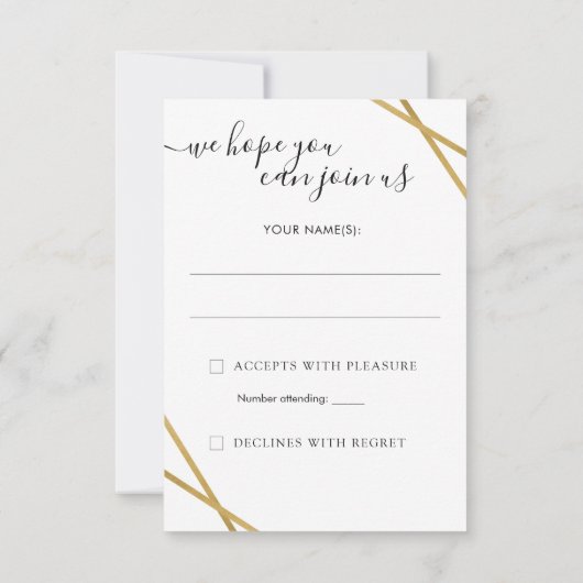 黒金ゴールド幾何縁どミニマルモダン線 出欠カード (裏面)