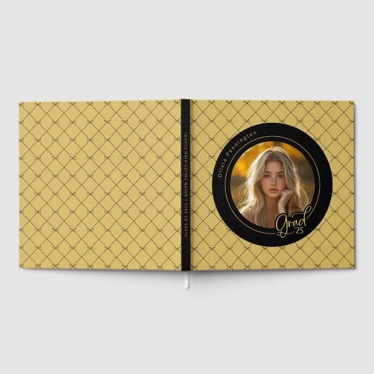 黒金ゴールド弓エレガント写真モダングラード ゲストブック (全面)