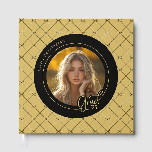 黒金ゴールド弓エレガント写真モダングラード ゲストブック (正面)