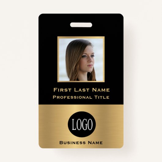 黒金ゴールド従業員名タグIDバッジラベルバッジ バッジ (正面)