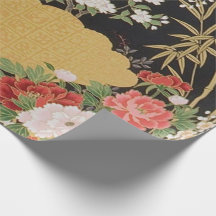 黒金ゴールド日本の着物フローラデカップギフト