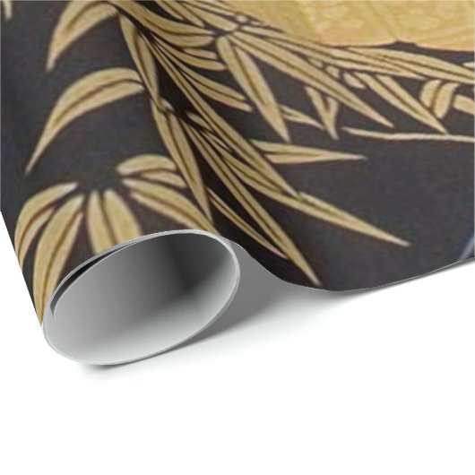 黒金ゴールド日本の着物フローラデカップギフト ラッピングペーパー (ロールコーナー)