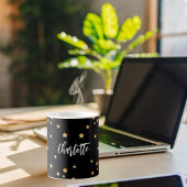 黒金ゴールド星エレガント名 コーヒーマグカップ