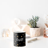 黒金ゴールド星エレガント名 コーヒーマグカップ