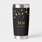 黒金ゴールド星カスタムモノグラムイニシャル名 保温保冷タンブラー (背面)
