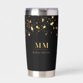 黒金ゴールド星カスタムモノグラムイニシャル名 保温保冷タンブラー (正面)