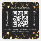 黒金ゴールド星ビジネス名qrコード スクエアシール (正面)